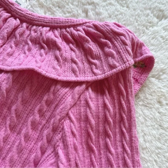 Zara Pink Ruffle Collar Cropped Cardigan with Yellow Floral Embroidery - Picture 8 of 8